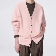 GU ジーユーウォッシャブル　Ｖネックカーディガン　ピンク　M