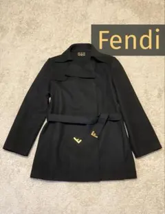 FENDI フェンディ ショートコート　ブラック　共布ベルト　ゆったり