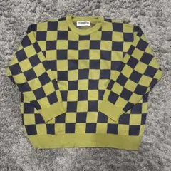 抹茶×ネイビーチェック ニット D2GARMENTORY