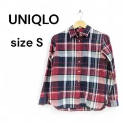 【美品】UNIQLO ユニクロ チェック柄 長袖シャツ Sサイズ