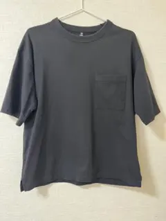 GUクルーネック ポケットTシャツ ブラック S 印付き
