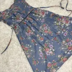 大きいサイズ ローラアシュレイ ワンピース 花柄 フリル シルク100% XL