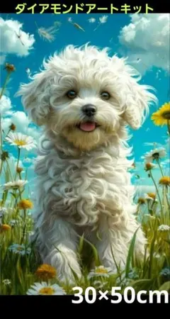 30×50cmふわふわの白い犬の絵画ダイアモンドアートキット