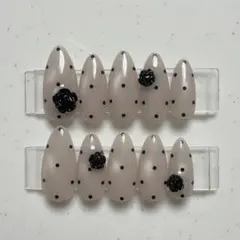 【現品】ネイルチップ 韓国風 マグネット シンプル ドット バラ 大人 ガーリー