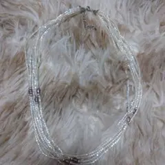 透明ビーズ・ピンクストーン ネックレス