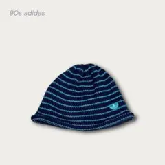 OLD adidas 90s ウール ニット帽 レア トレフォイルロゴ ボーダー