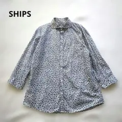 SHIPS セミワイドカラー フラワープリント 七分袖 シャツ コットン 日本製のサムネイル