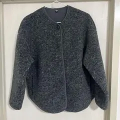 グレー ボアジャケット 前ボタン式