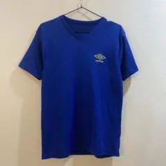 K537 umbro 青 Vネック 半袖Tシャツ メンズ M