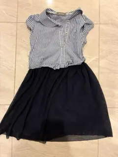 子ども用　120cm ストライプ ノースリーブワンピース