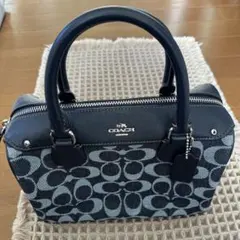 COACH シグネチャー ハンドバッグ ネイビー