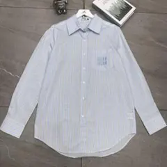 MIUMIU 水色と白のストライプ長袖シャツ