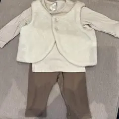 オーガニックコットン ベストとパンツセット 70 ベビー　まとめ　コーディネート