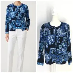 美品　LEONARD レオナール　ウール　セーター 極美品】LEONARD レオナール シルク混 ニット セーター L 花柄 黒