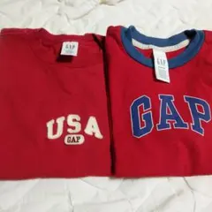 ギャップGAP 赤 Tシャツ 2枚セットSとXXS中古