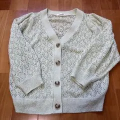 C.O.L.Z.A 薄いグリーン レース編みカーディガン Sサイズ