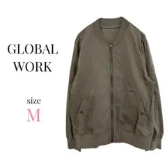 グローバルワーク【M】MA-1 ミリタリージャケット ジップアップ 薄手 カーキ