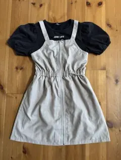 ベージュと黒の半袖ワンピース 140cm ジェニー