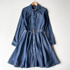 美品✨ラルフローレン　デニムシャツワンピース　ポニー刺繍　4