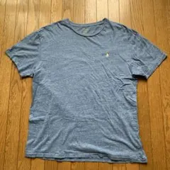 【美品】特価！ポロラルフローレン UネックTシャツ 刺繍ロゴ ブルー M