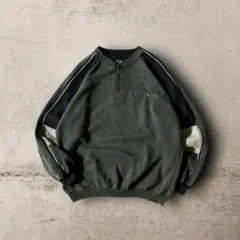 あーる様☆vintageヘンリーネックラグランスリーブスウェットレトロ切替デザイ