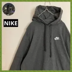 NIKEナイキnike刺繍ロゴメンズパーカー薄手プルオーバー フーディー グレー