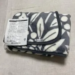 SOU・SOU フリースブランケット 植物柄 グレー・ホワイト