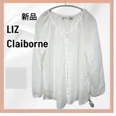 新品★LIZ Claiborne ホワイトドット柄シャツ S