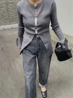 【美品】nananamoe ナナナモエ リブニット カーディガン