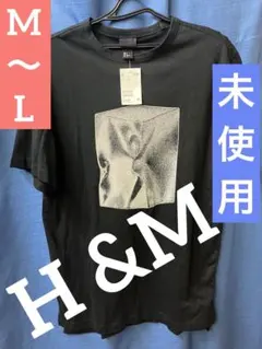 【未使用】デザイン必見！　H&M ブラック　アート Tシャツ Lサイズ