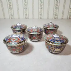 其泉窯　昭和年製　極錦金彩古伊万里　蓋付き丼ぶり　蓋物　賞美堂　日肥 セット 其泉窯 昭和年製 極錦金彩古伊万里 蓋付き丼 蓋物 賞美堂 日肥 5客