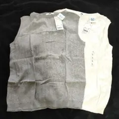 未使用品☆ユニクロ UVカット ワイドリブ ノースリーブセーター 綿100％