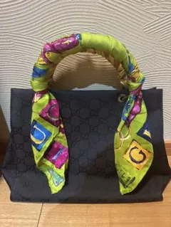 【美品】GUCCI グッチ バンブー ハンドバッグ GG モノグラム スカーフ