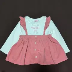 80★メゾピアノ★うさぎマスコット付き！重ね着風ワンピース★