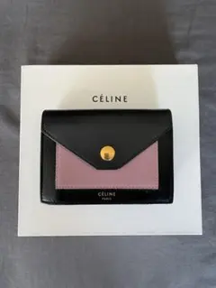 【美品】CÉLINE カードケース/名刺入れ/ブラック/ピンク