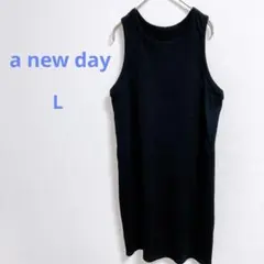 a new day ブラック ノースリーブワンピース L