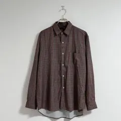 【ラコレ】ブラウン系 チェック柄 長袖 シャツ M　メンズ レディースのサムネイル
