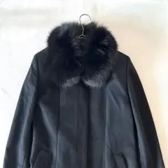 【サイズ11】ロングコート ファー付 ブラック 上品 シンプル きれいめ 冬