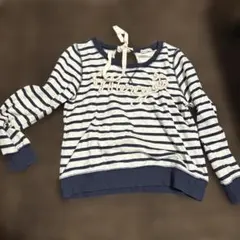 アースミュージックアンドエコロジー　ストライプ刺繍入り長袖カットソー