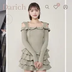 ダーリッチ　ボリュームフリルリブミニワンピース　FREE