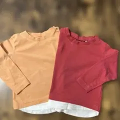 西松屋　重ね着風　長袖Tシャツ　2枚セット　女の子　男の子　90㎝