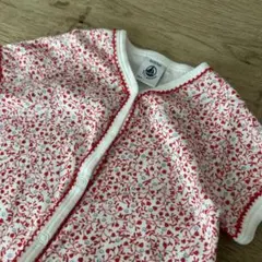 (67cm) PETIT BATEAU 半袖 ロンパース 花柄 赤