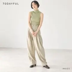TODAYFUL ハイウエストタックトラウザーズ ベージュ 38 D659
