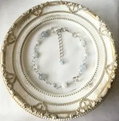 【天然石】【ハンドメイド】涼しげアクアマリンとクリスタルクォーツのブレスレット