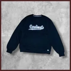 US古着 RUSSELL ラインストーン ロゴ スウェット 長袖 ブラック