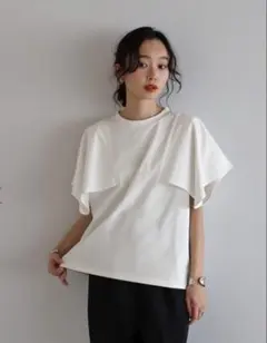 新品／BONJOUR SAGAN 【接触冷感】スクエアスリーブTシャツ／半袖／白のサムネイル