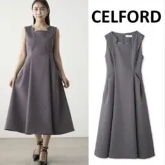 【新品未使用】CELFORD スカラネック フィットアンドフレアワンピース M CELFORD スカラネックワンピース