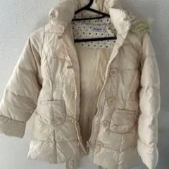 ミキハウス クリーム色ダウンコート フード付き 120センチ