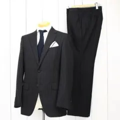 【値下げ】スーツカンパニー　シングルスーツ　 ストライプ 　チャコールグレー　M