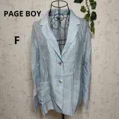 美品【PAGE BOY】水色 テーラードジャケット 前ポケット付き 透け感